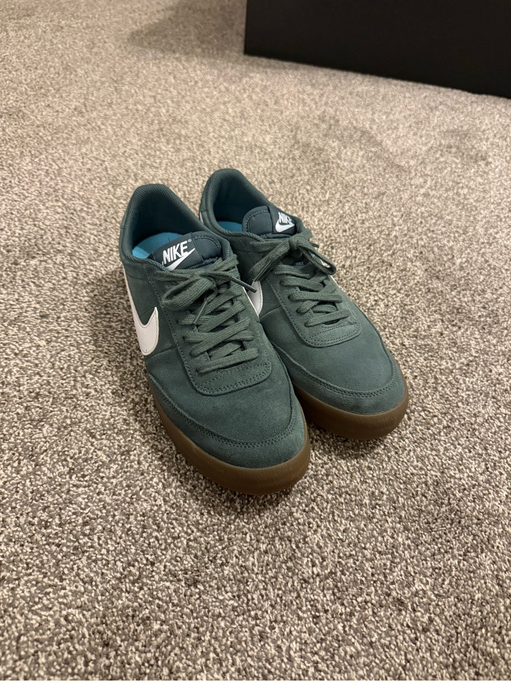 Nike Men’s kill shot Dark Green Suede Sneakers with White Swoosh